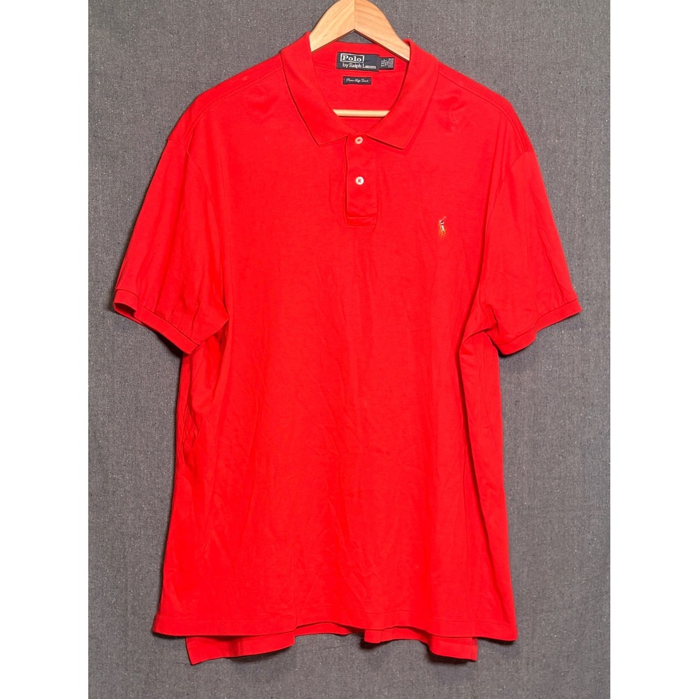Polo Ralph Lauren Mens XXL Red Pima Soft Touch Short Sleeve Polo Shirt Pony Logo